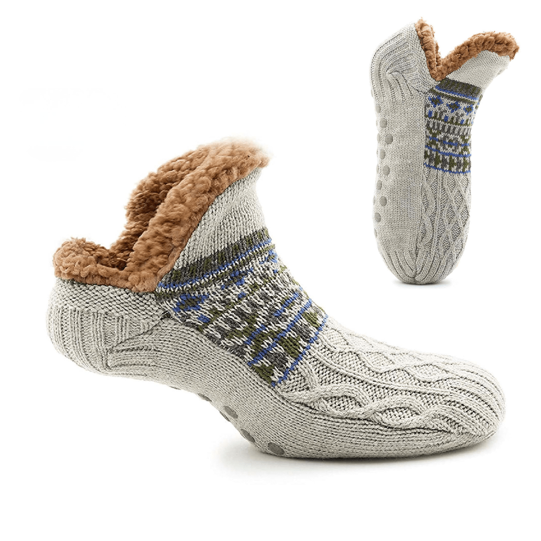 Rutschfeste Haussocken, unisex & flauschig. Warme Wintersocken in Grün, ideal gegen kalte Füße zuhause.