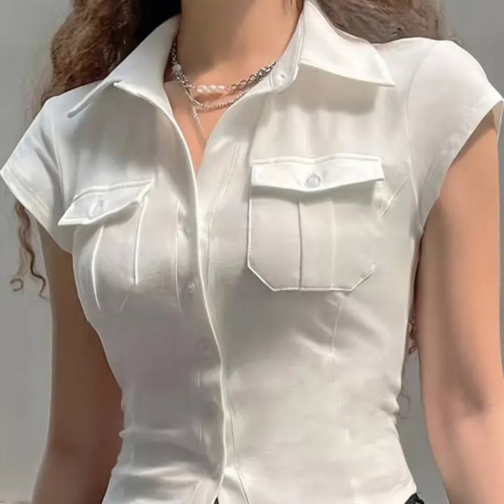 Klassische weiße Business Bluse für Damen. Elegantes Langarm Oberteil, ideal für Büro und formelle Anlässe.