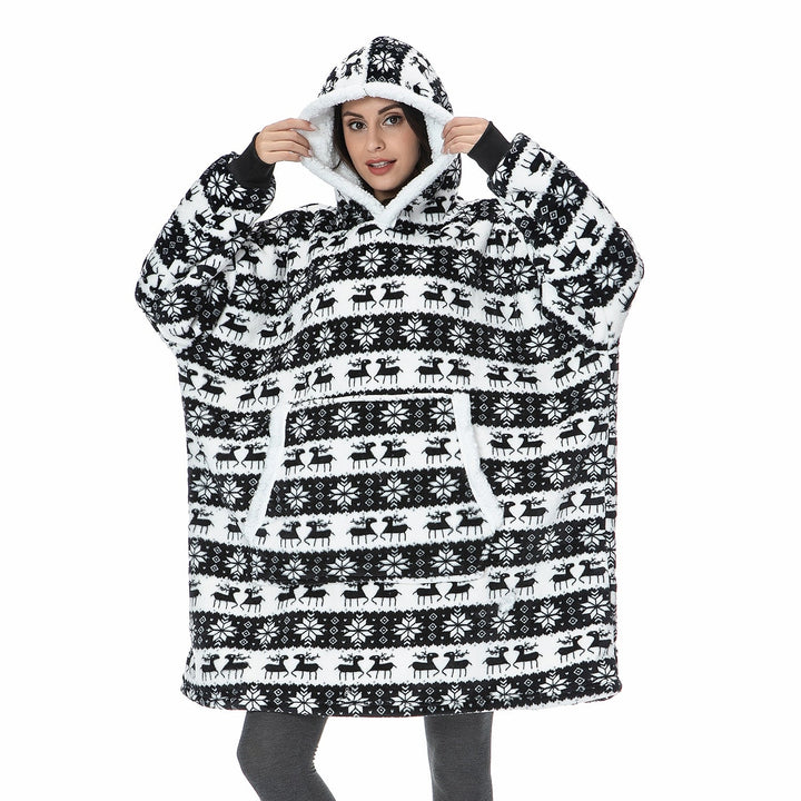 Entspannende Kuschel Decke mit Hoodie-Design, weich und gemütlich für Zuhause.