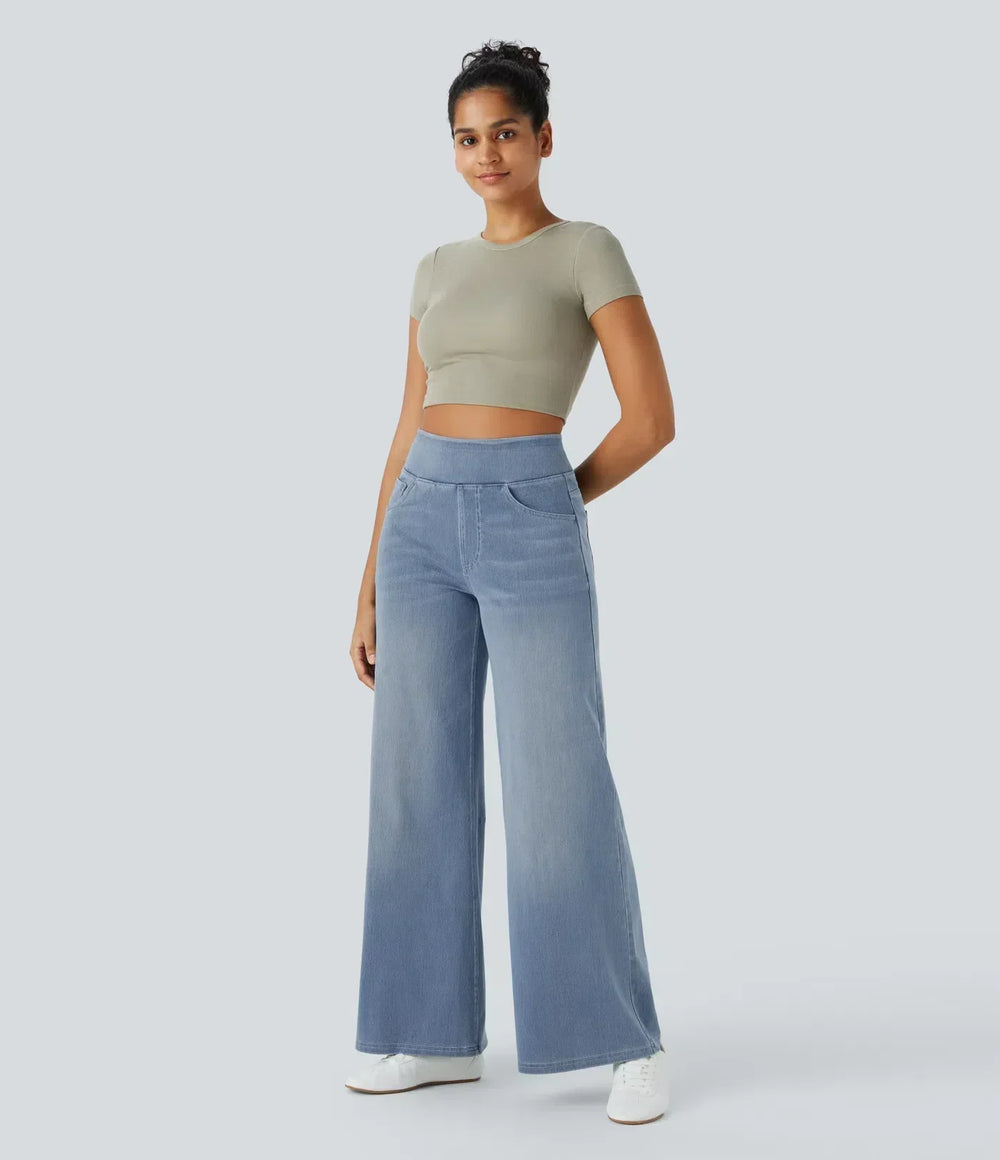 Bequeme Damen High-Waist Stretch Jeans, Slim Fit, ideal für flexiblen Alltagskomfort.