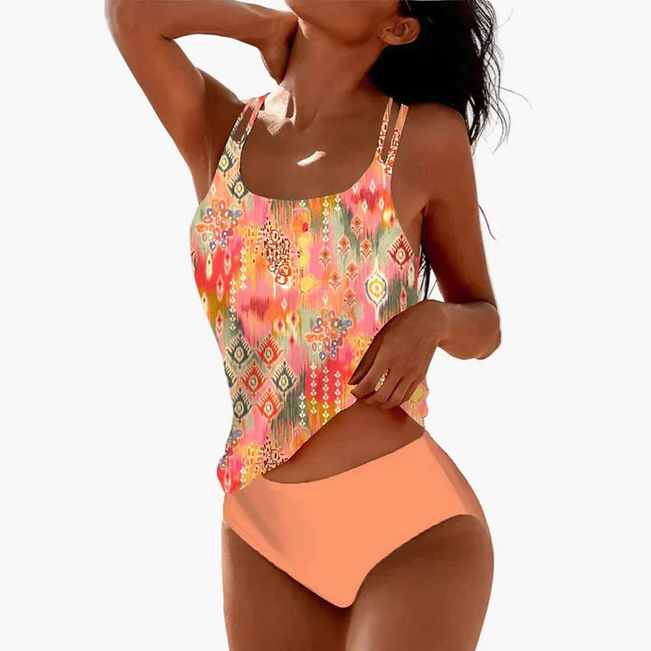 Eleganter Damen Tankini im Boho Stil mit Oberteil. Ideal für Strand, Pool & Sommer. Bequeme Bademode.