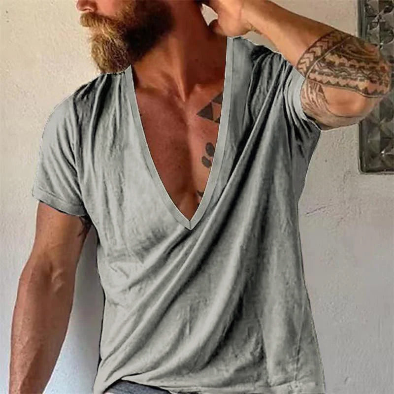 Lässiges Herren Kurzarm T-Shirt mit V-Ausschnitt für Freizeit, Sommer & Outdoor-Aktivitäten.