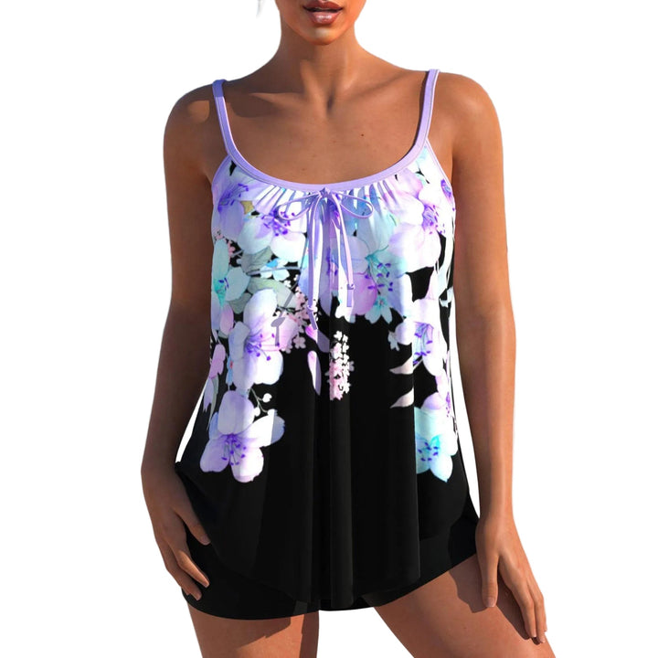 Elegantes Damen Tankini Set, zweiteilig, mit hohem Bund und blickdichtem Stoff für Strandmode.