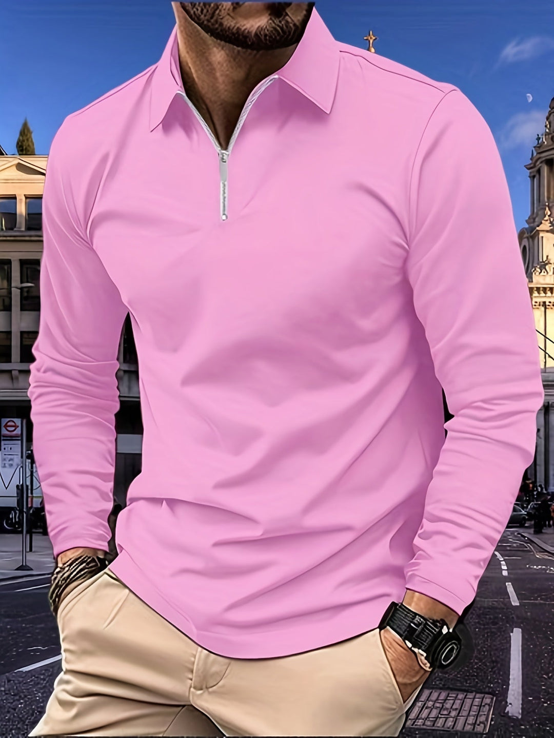 Vielseitiges Herren Langarmshirt mit Reißverschluss, kombiniert Komfort und Stil für jeden Tag.