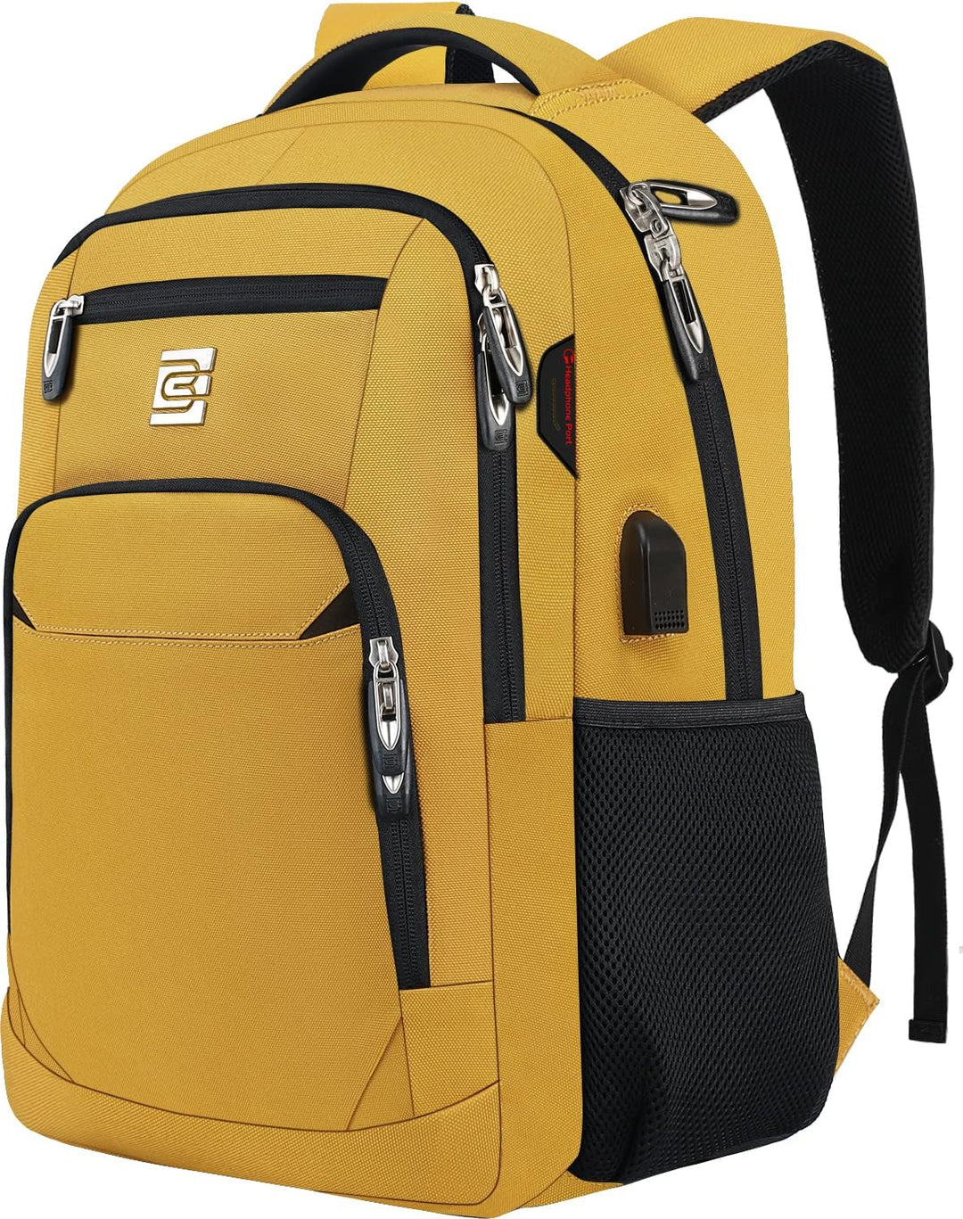 Moderner Unisex Laptop-Rucksack, anti-diebstahl, mit USB-Ladeanschluss, am Model getragen.