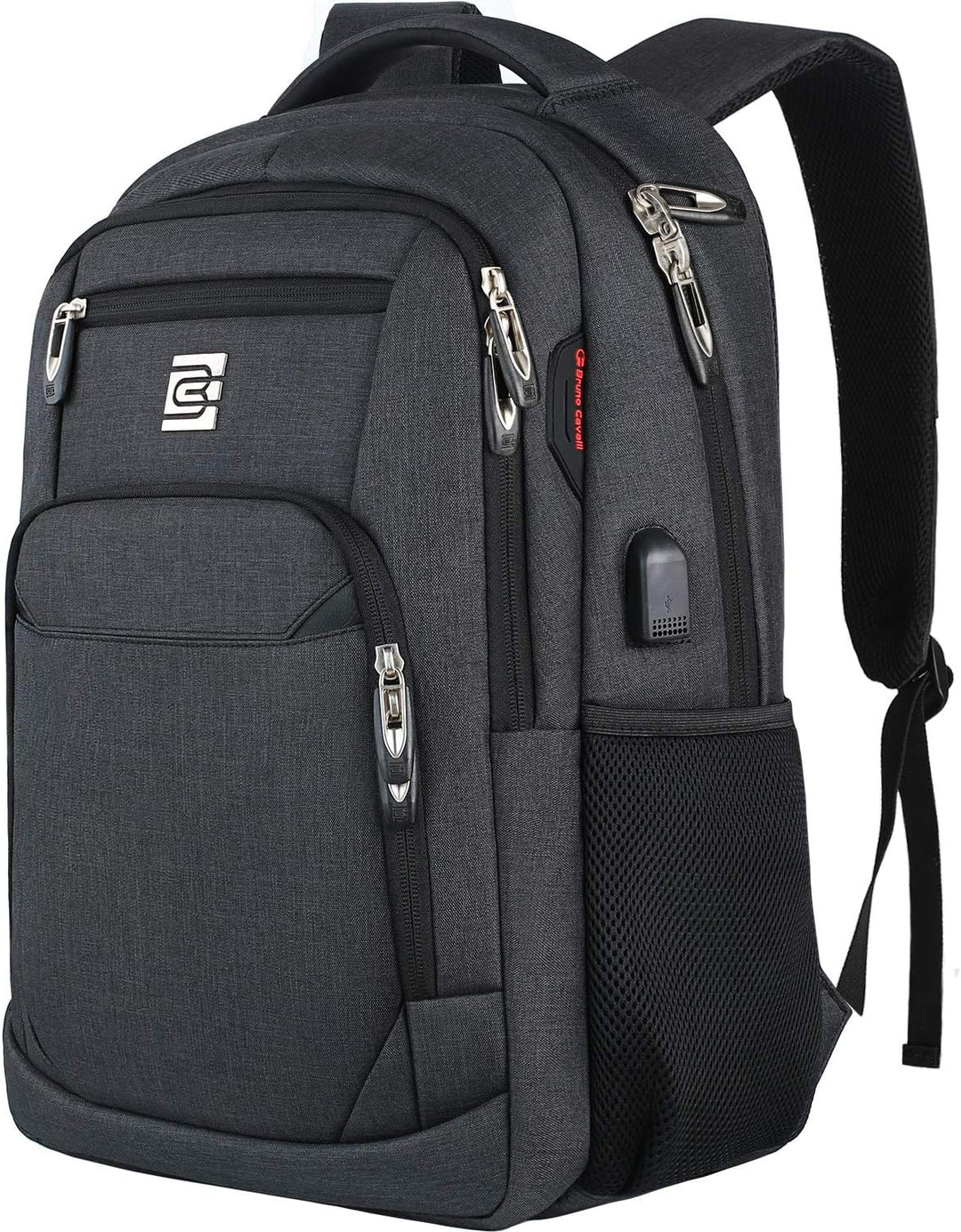 Sicherer Pendler Rucksack, schlank, mit Laptop-Fach und USB-Anschluss, reflektierende Elemente.