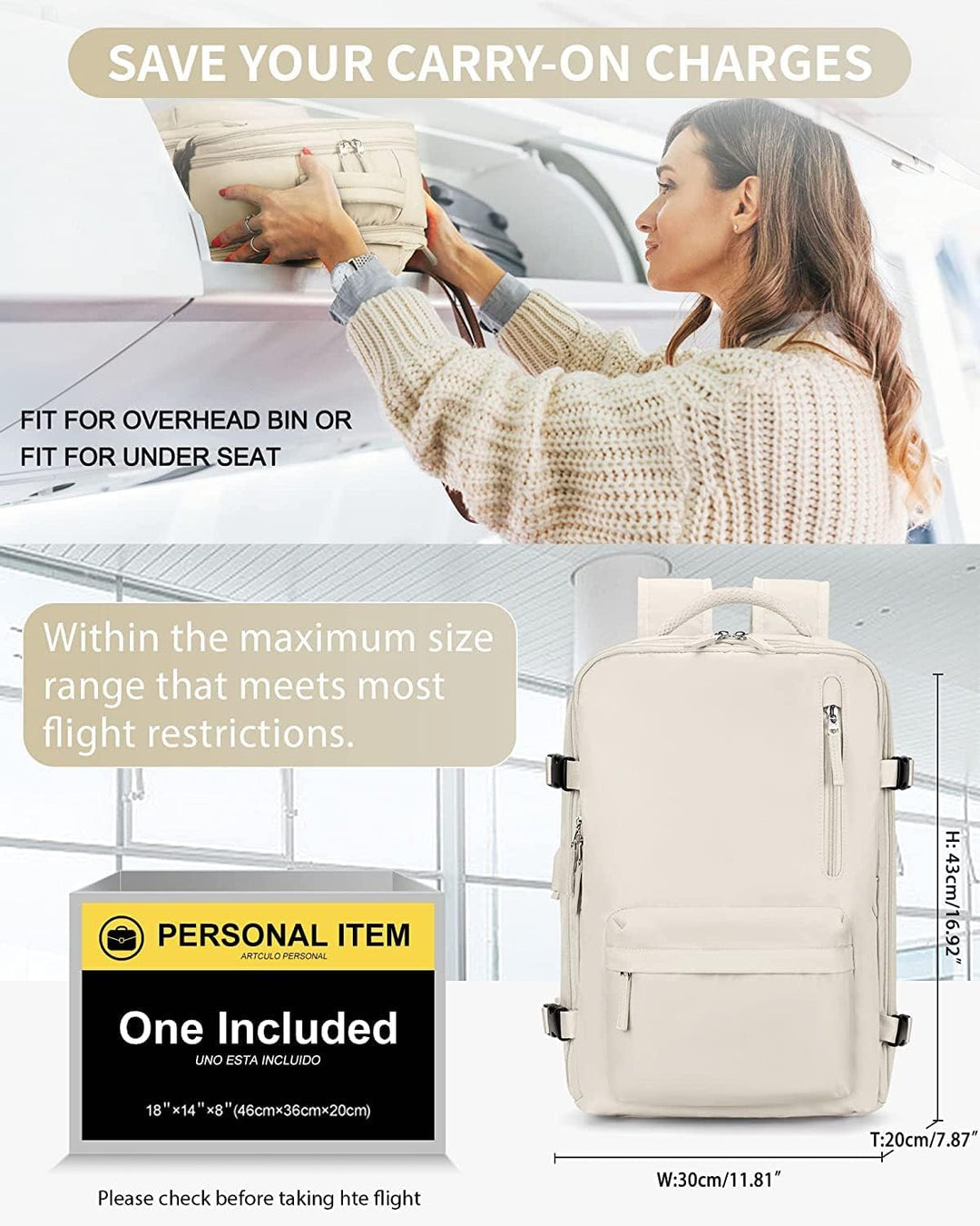 Nahaufnahme des USB-Ladeanschlusses am 40L unisex wasserdichten Reiserucksack.