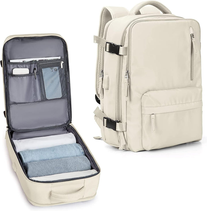 Unisex 40L wasserdichter Reiserucksack mit Schuhfach, USB-Anschluss und Laptopfach für Reisen.