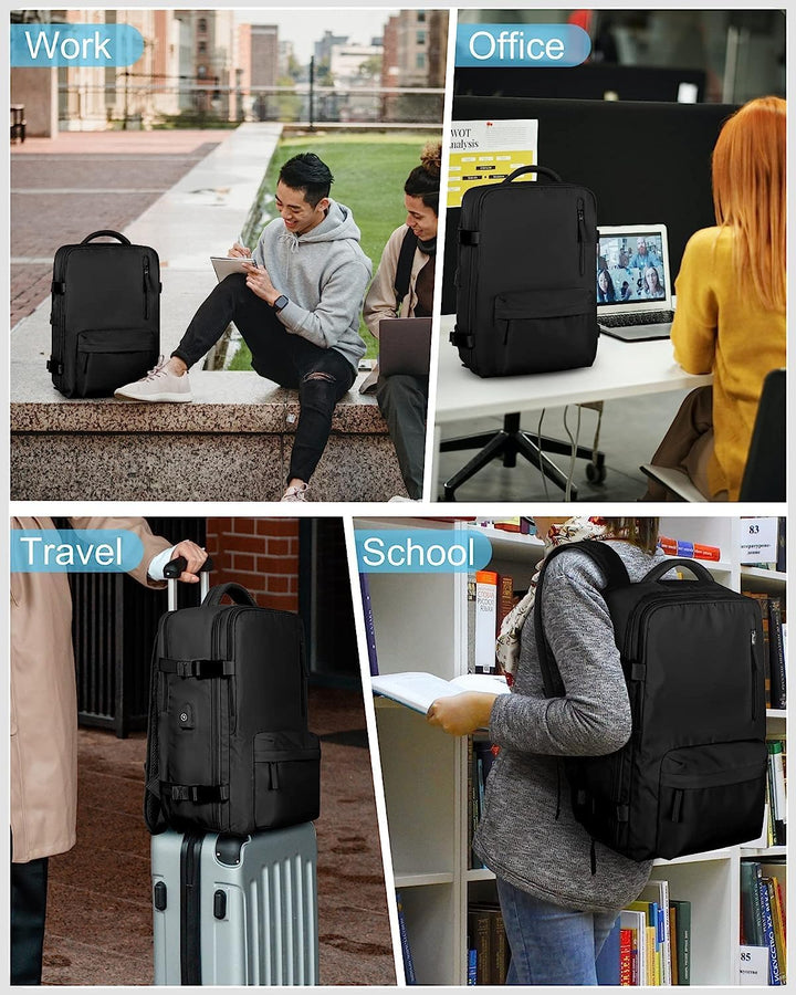Funktionaler 40L Pendlerrucksack unisex, wasserdicht, mit Laptopfach und USB-Anschluss.