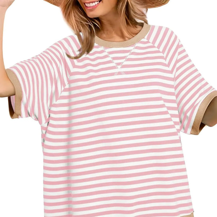 Bequemes Damen T-Shirt gestreift mit klassischen Streifen, perfektes Rundhals-Oberteil für die Freizeit.