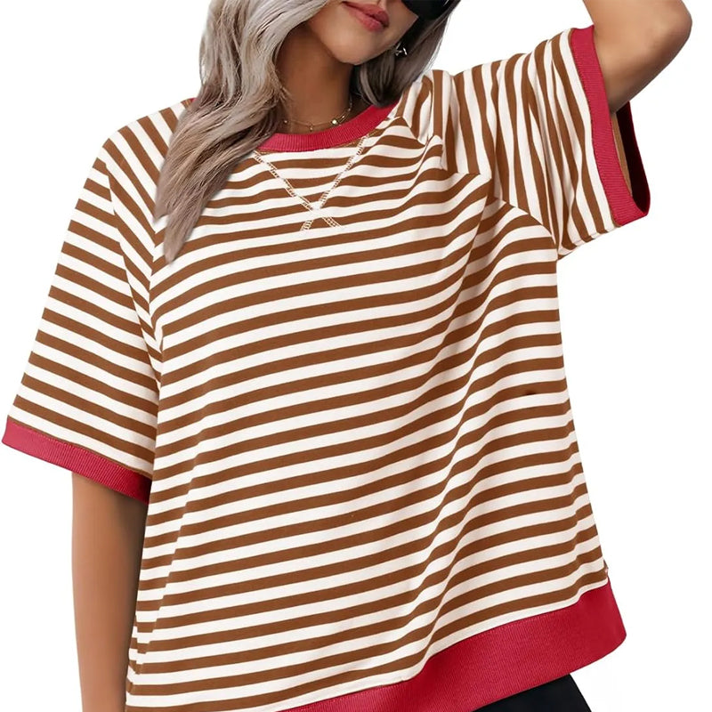 Lässiges Damen T-Shirt gestreift, bequem und vielseitig für Alltag und Freizeit.