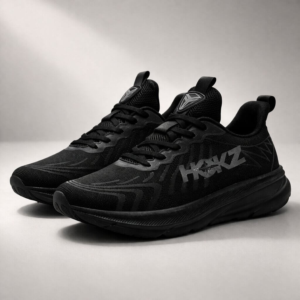 Moderne unisex Sportschuhe, leichte Laufschuhe & Sneaker für Damen und Herren, Studioaufnahme.