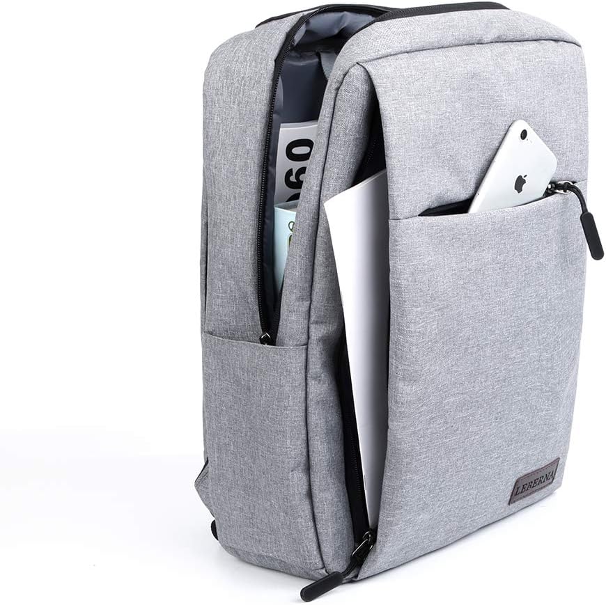 Zwei schlanke, wasserdichte Laptop-Rucksäcke (schwarz & grau) mit USB-Anschluss für Unisex-Nutzung.