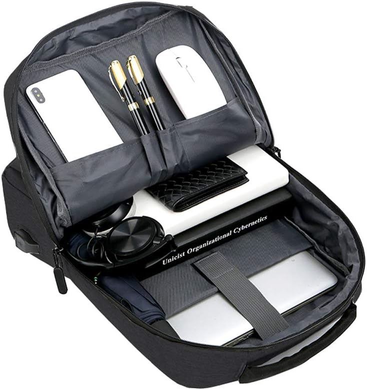 Unisex Pendler-Rucksack (grau) mit USB-Anschluss, perfekt für Business, Uni & Alltag.