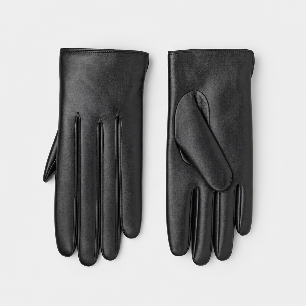 Elegante, schwarze Damen Handschuhe, schlank geschnitten. Stilvolles Winter-Accessoire für schicke Gipfelmode.