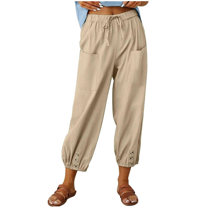 Stilvolle Damen Freizeithose mit Kordelzug & weitem Schnitt; knöchellang für maximalen Komfort.