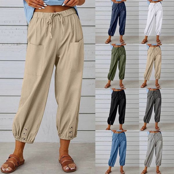 Damen leichte Sommerhose Mira mit Kordelzug & weitem Bein; ideal für entspannte Casual-Looks.
