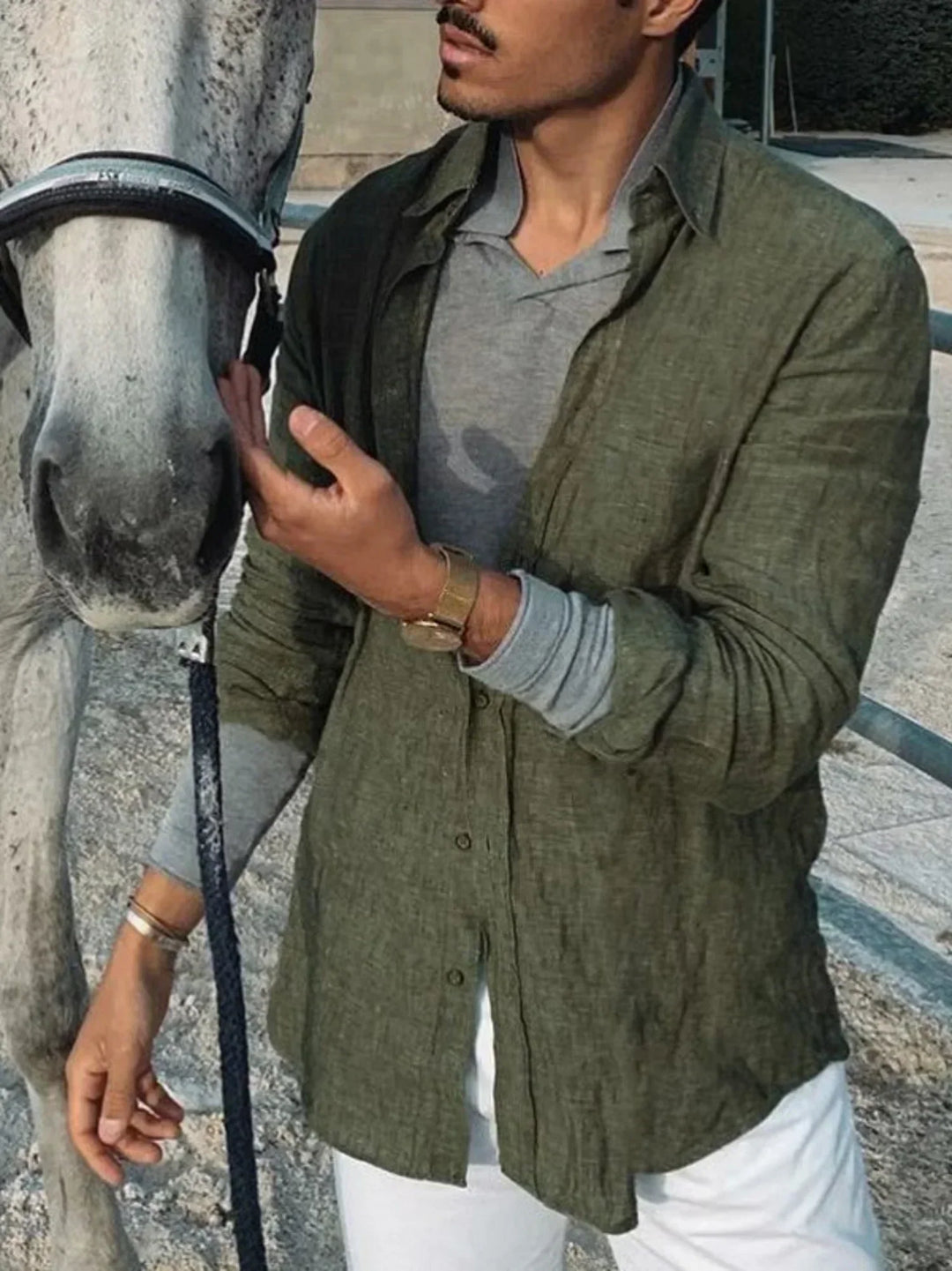 Stilvolles Herren-Sommerhemd "Fabio" mit langen Ärmeln, locker und bequem für Freizeit-Looks.