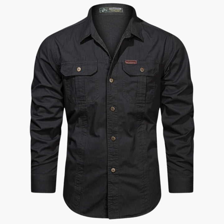 Funktionales Herren Reise Hemd mit Langarm & Brusttaschen, bequem für Outdoor & Alltag.