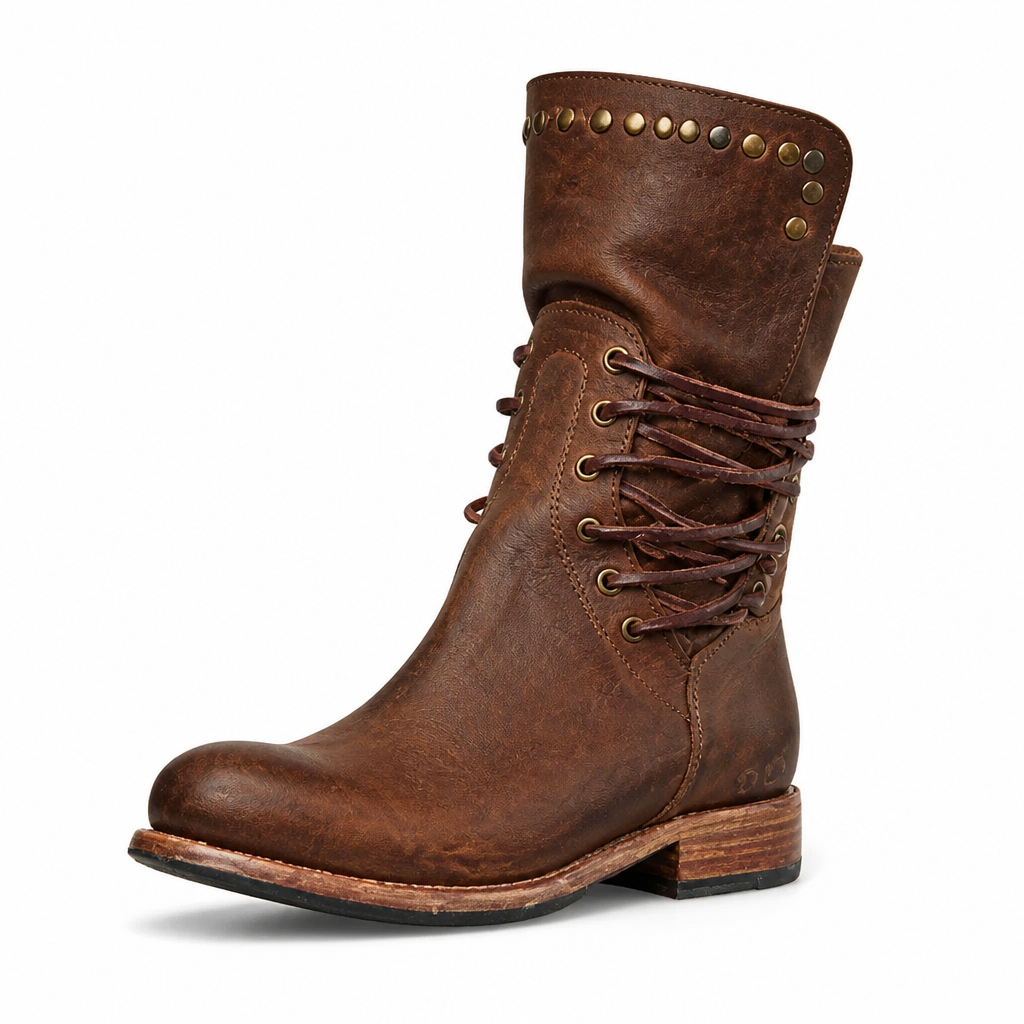 Modische Damen Vintage-Stiefeletten: Schnürschuhe mit Blockabsatz für lässigen Stil & Komfort den ganzen Tag.
