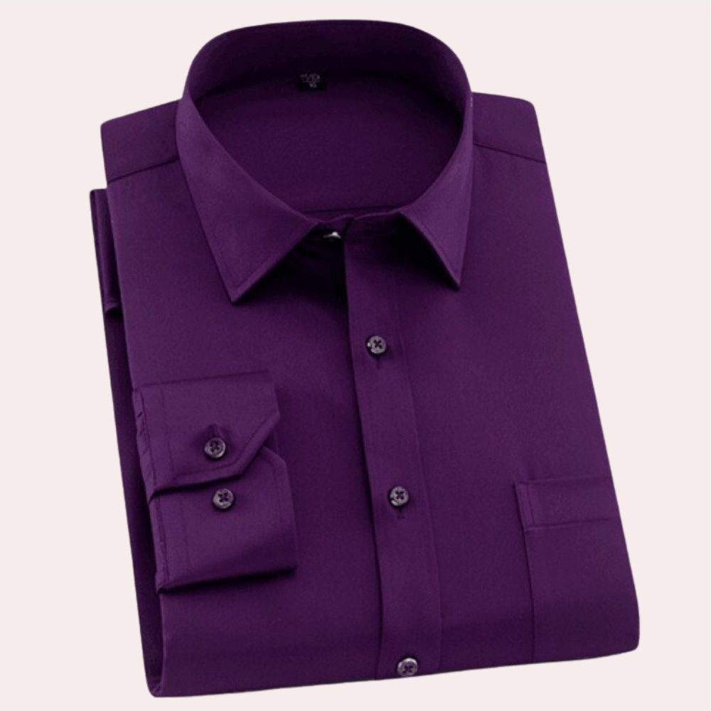 Slim Fit Business-Herrenhemd, knitterfrei, langarm, elegant und pflegeleicht für Frühlingstage.