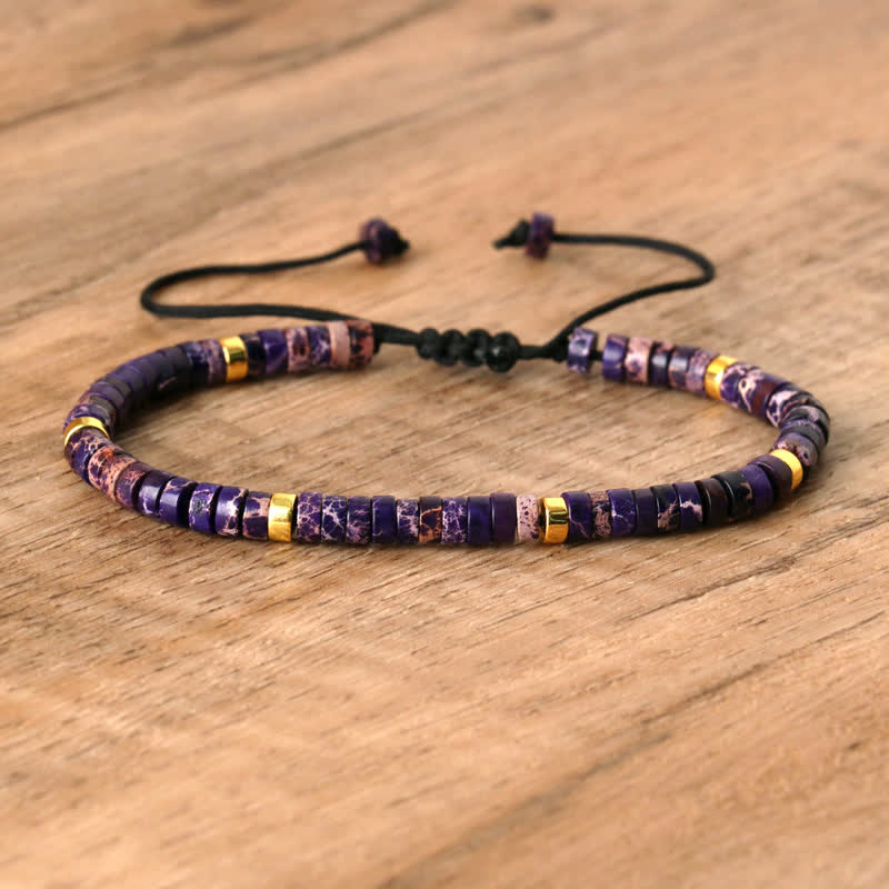 Handgemachtes geflochtenes Damenarmband Seraphina mit Natursteinen, modisch, verstellbar.