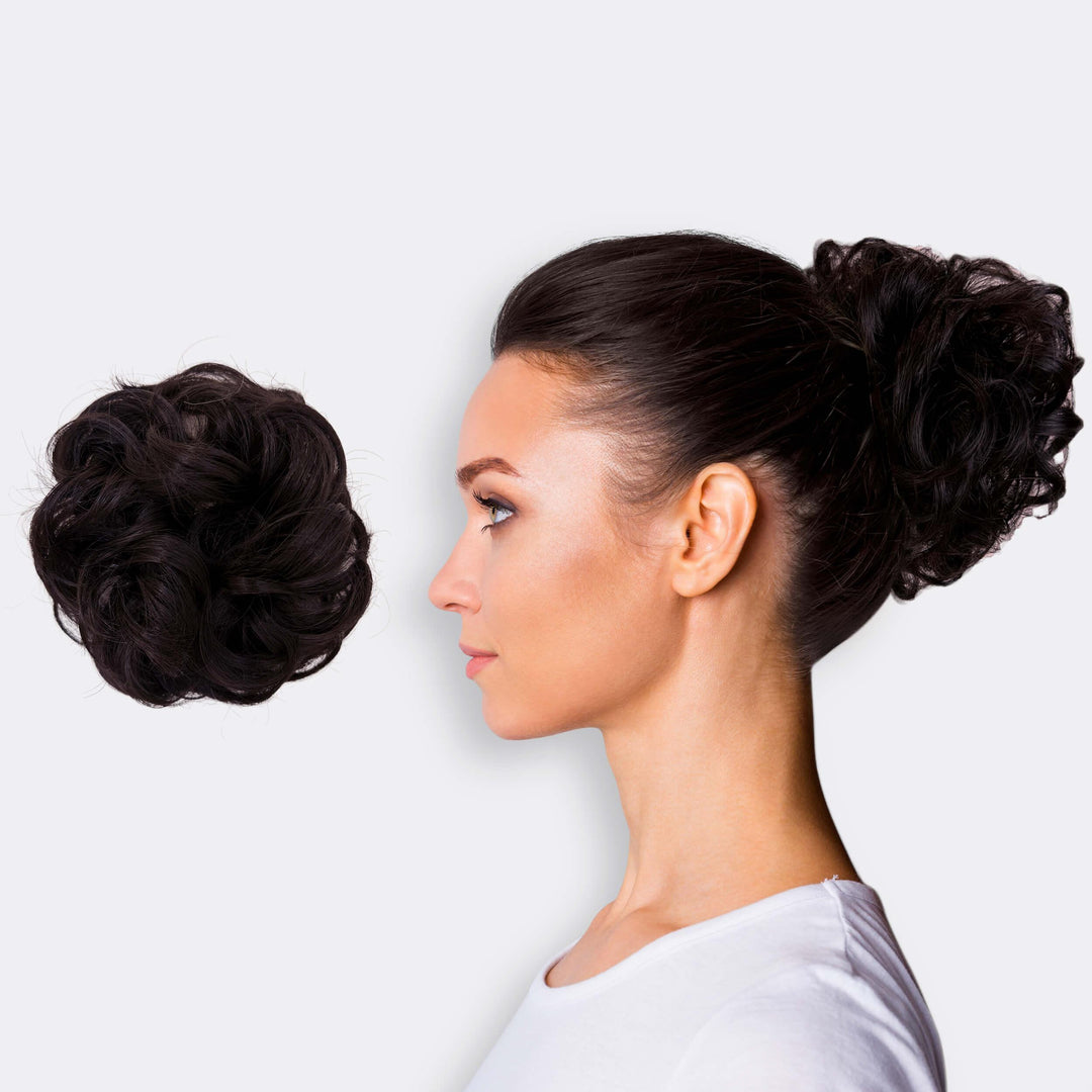 Hochwertiges Haarteil Scrunchie für Damen, sofort mehr Volumen im Dutt.