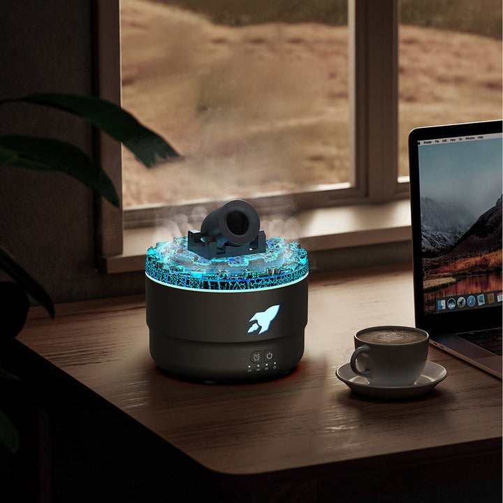 Detailaufnahme LavaGlow Aroma-Diffuser: Sanftes Nachtlicht und stylische Lava-Optik als Blickfang für Ihr Heim.