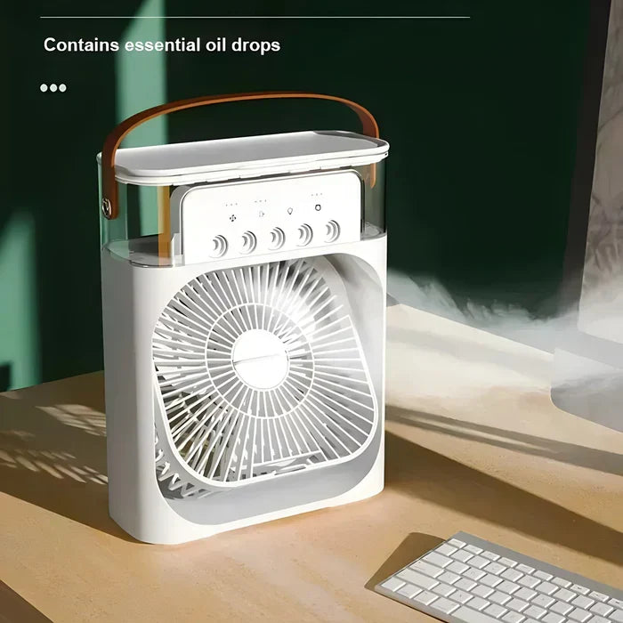 Moderner 3-in-1 Luftkühler mit stilvollem Design und integriertem 7-Farben LED Nachtlicht.