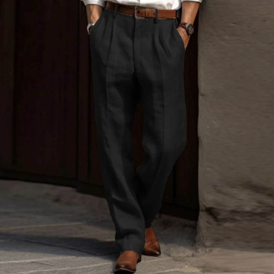 Bequeme Herren Leinenhose Maro für heiße Tage, locker geschnitten für Komfort an Strand und im Urlaub.