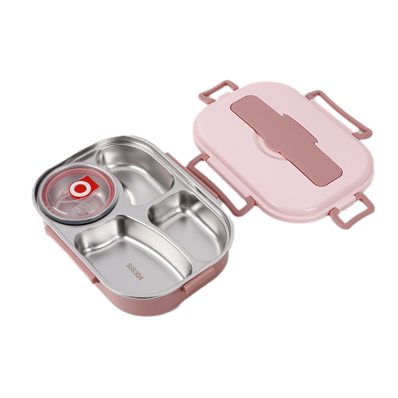 Moderne Edelstahl Lunchbox für gesunde Mahlzeiten; mit praktischen Fächern & robustem Design.