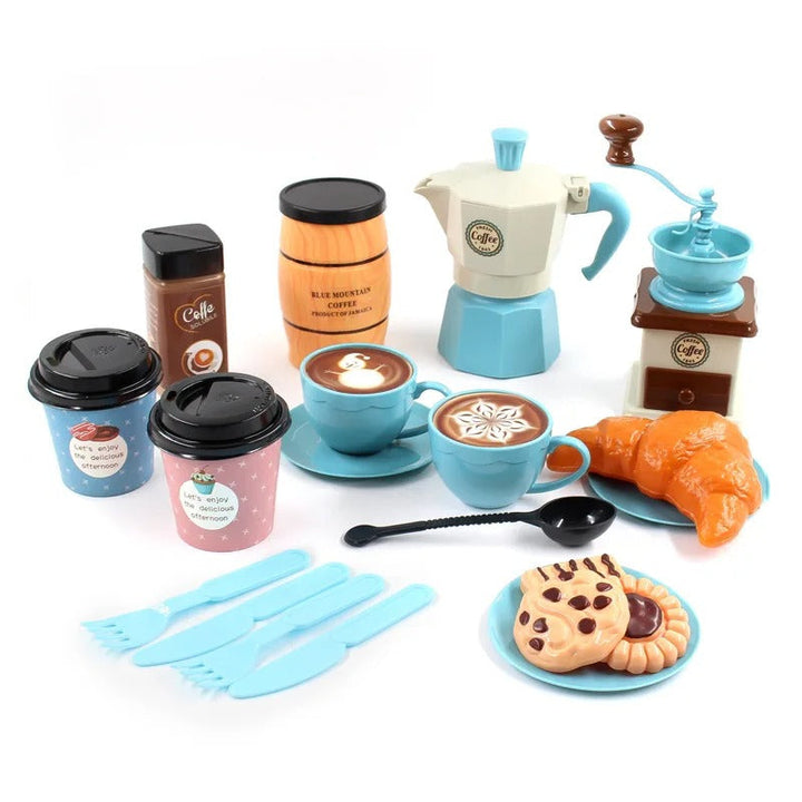 Realistische Barista Kaffeemaschine aus dem Kinder Café-Set, fördert fantasievolles Barista-Rollenspiel.