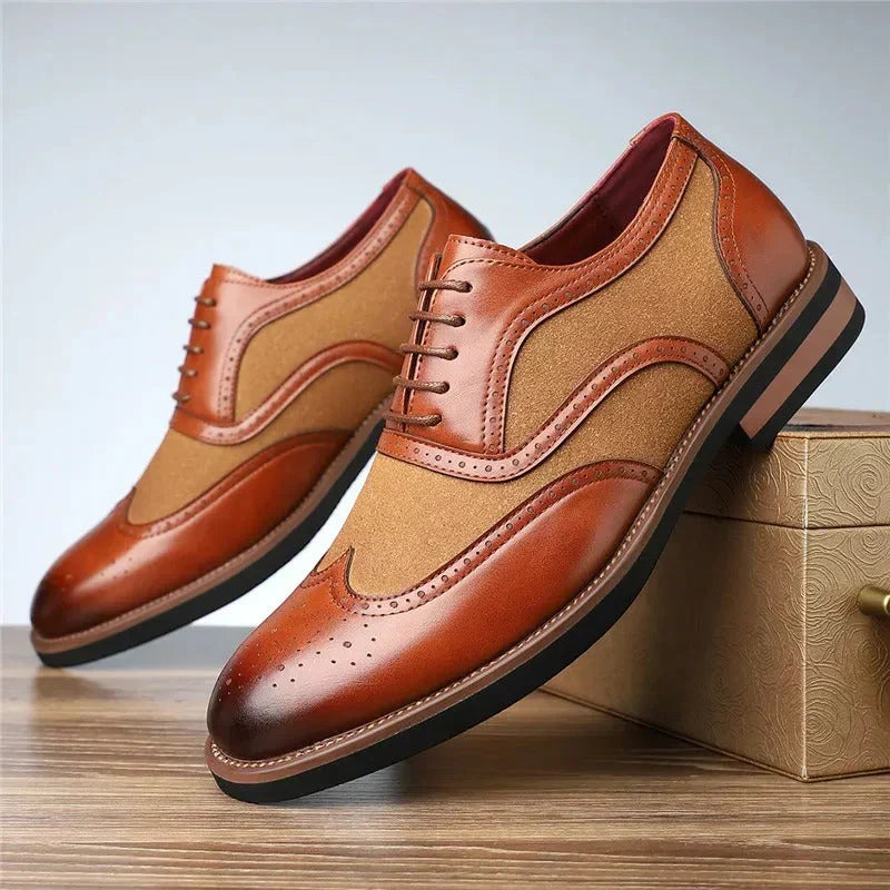 Klassische Herren Oxford Business Schuhe aus zweifarbigem Leder, stilvoll & formell.