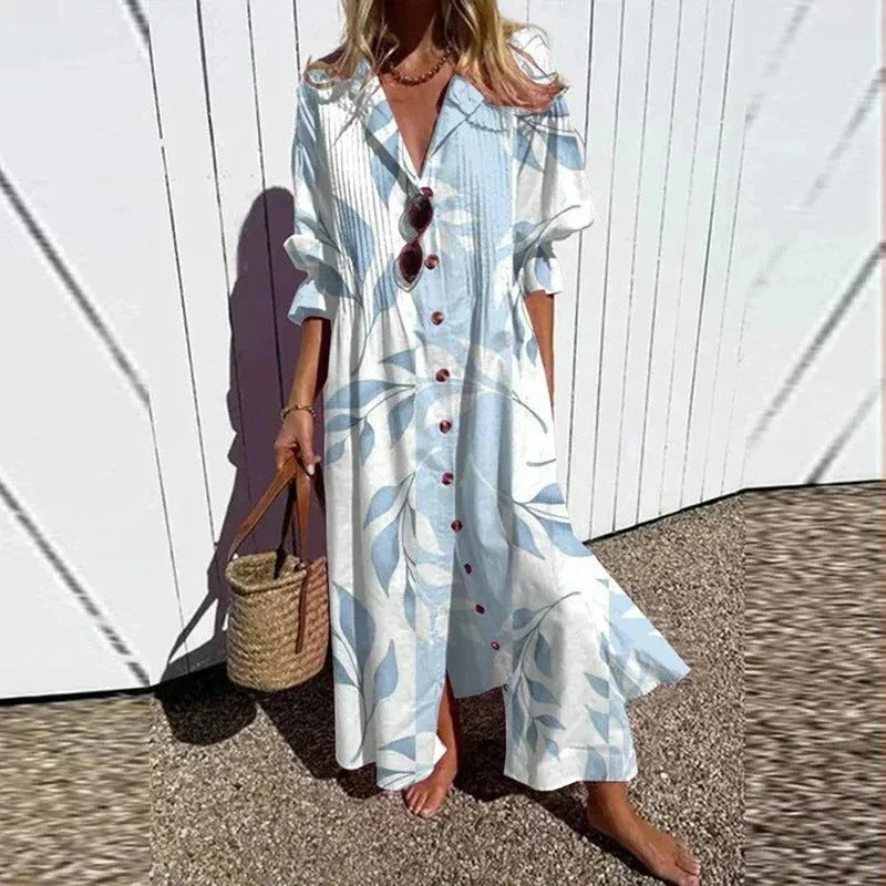 Elegantes A-Linien Sommerkleid für Damen, geblümt und fließend, femininer Freizeitlook.