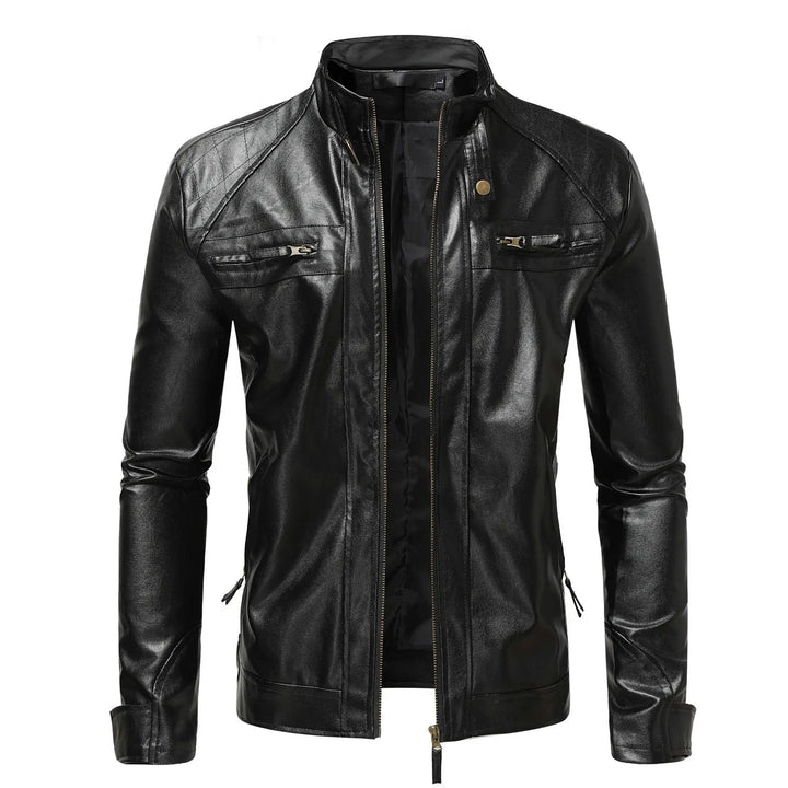 Elegante braune Slim Fit Jacke für Herren, klassische Mode mit Reißverschluss. Perfekt für den smarten Freizeitlook.
