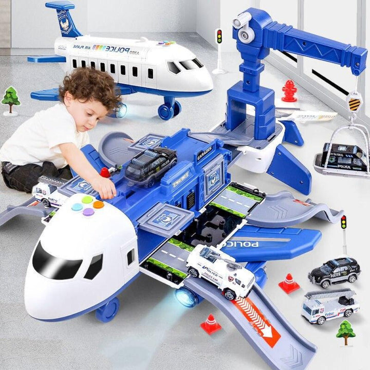 SkySurge Kinder-Fahrzeug-Set: Flugzeug und Bodenfahrzeuge für aufregende Abenteuer und fantasievolle Rollenspiele.