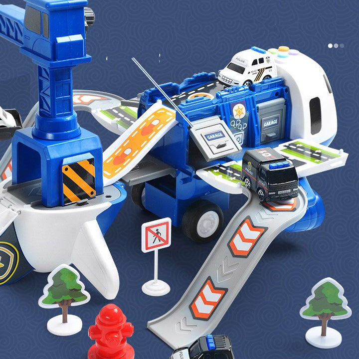 Kinderspielzeug SkySurge: Vielseitiges Set mit Flugzeug, Polizei-, Feuerwehr- und Baufahrzeugen für Spielspaß.