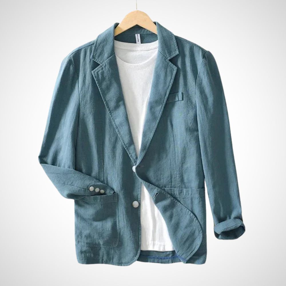 Eleganter leichter Herren Sommer-Blazer aus Leinen-Baumwolle. Perfekt für Business Casual Outfits.