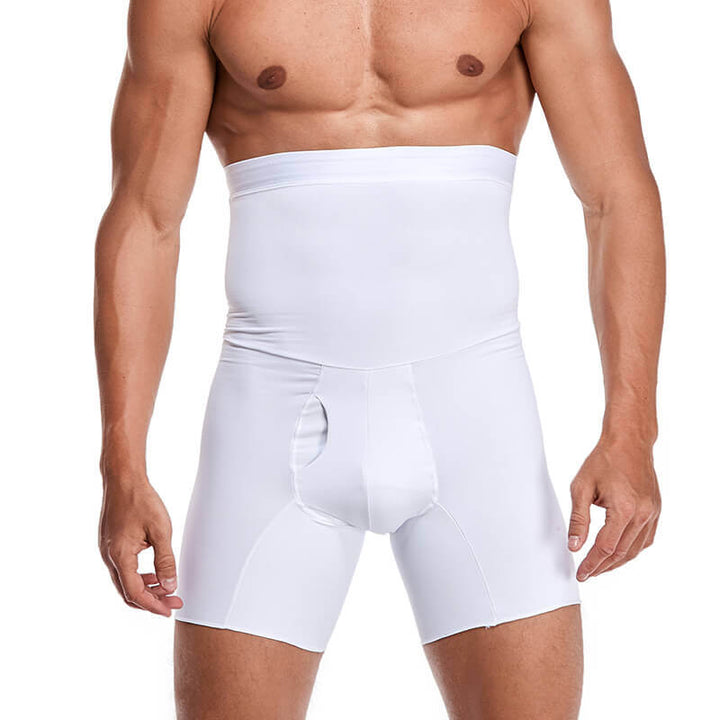 Rückansicht der schwarzen Herren Kompressionsboxershorts mit stützender Passform und Komfort.