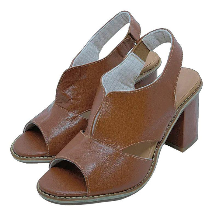 Selina Komfortschuhe: Stilvolle Damen Ledersandalen mit stabilem Absatz & ergonomischem Fußbett.