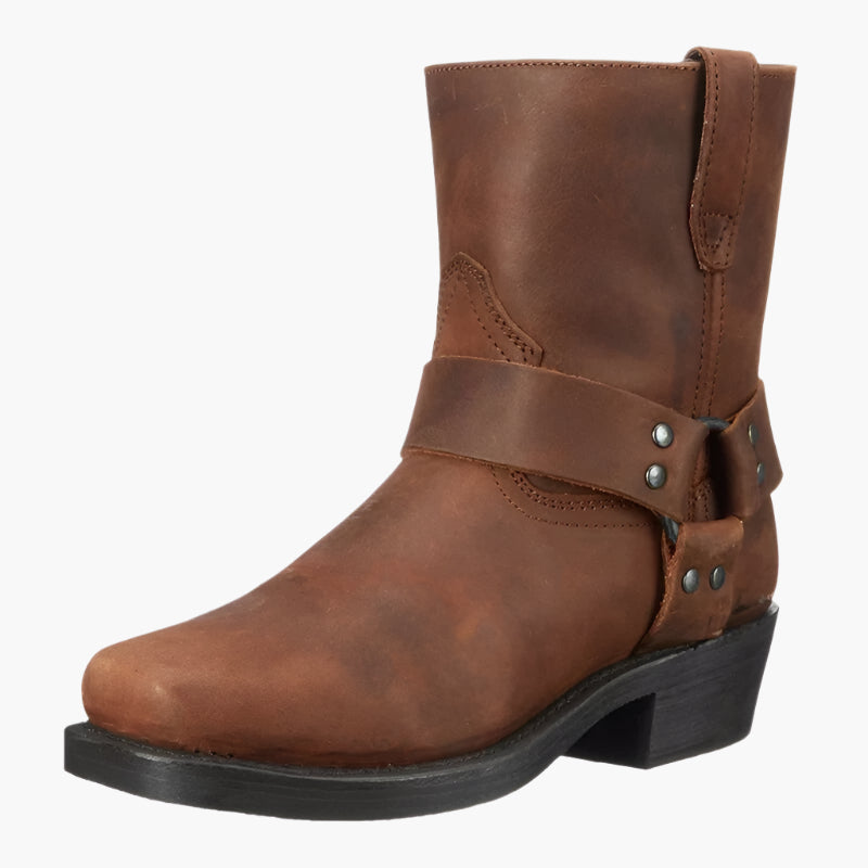 Braune Vintage Herren Western Stiefeletten, ideal für Cowboy-Look und Freizeit-Abenteuer, robust & stilvoll.