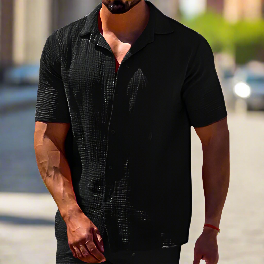 Modernes Herren Sommer Leinenhemd Lorenzo, perfekt für warme Tage. Lässiger Schnitt & atmungsaktiv.