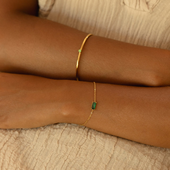 Robuster wasserfester Damen Armreif aus Edelstahl, gold/silberfarben, verstellbar, mit Zirkonstein.
