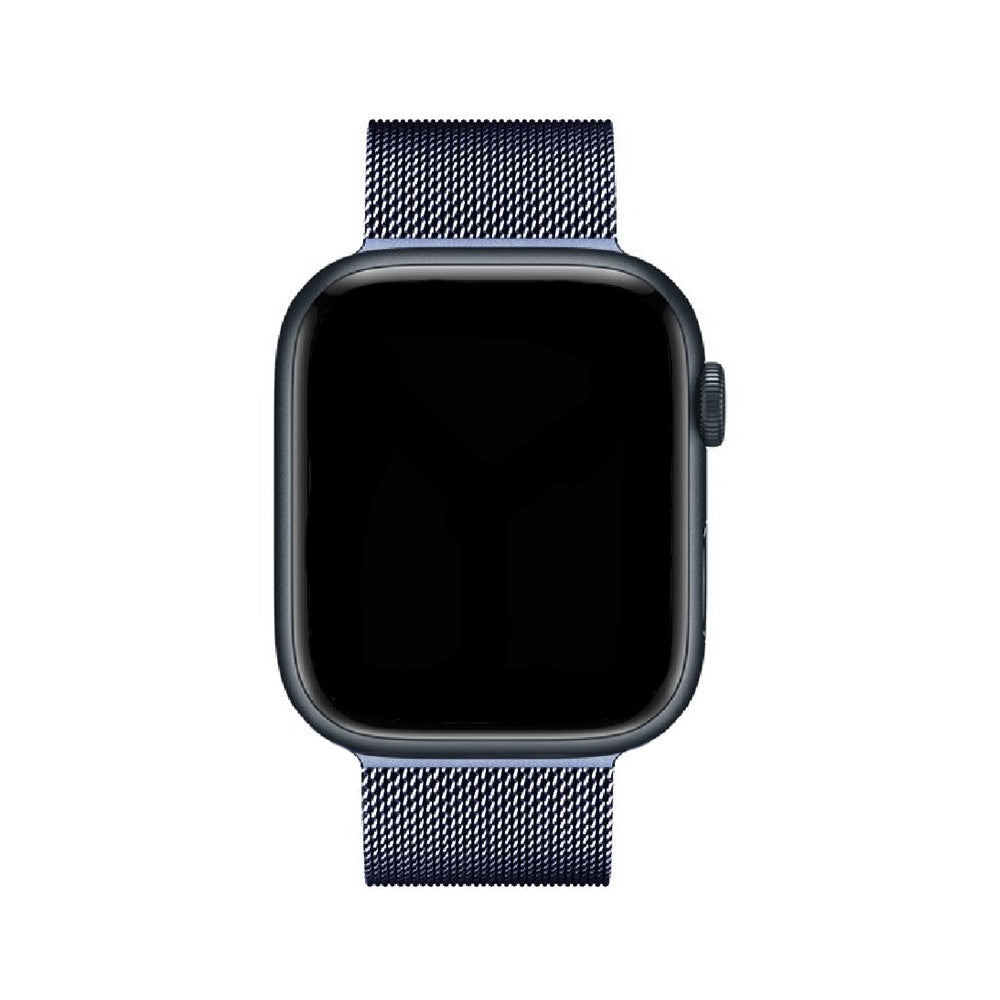 Modernes schwarzes SteelFlex Armband für Apple Watch, elegantes Smartwatch Zubehör.