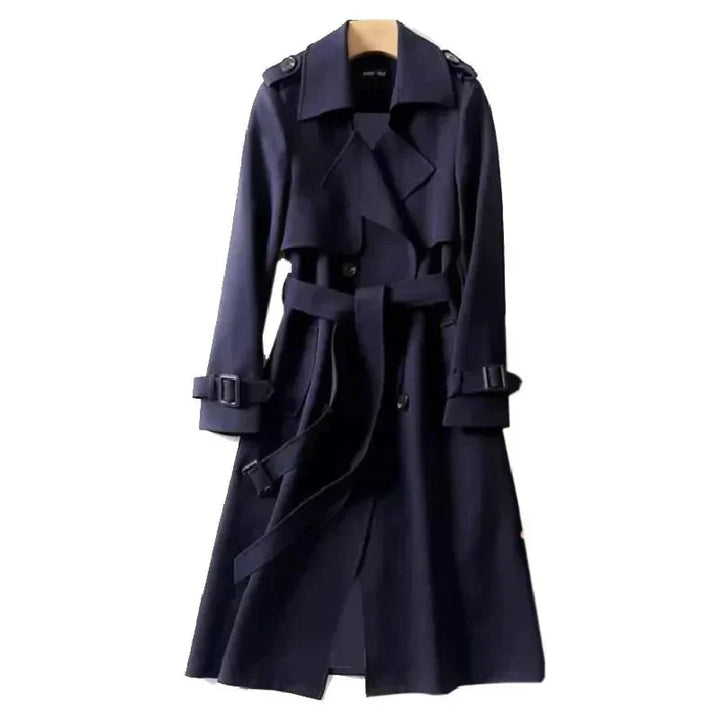 Eleganter Damen Langmantel: Zeitloser Trenchcoat mit Taillengürtel. Perfekt für stilvolle Frühjahrs-Looks.