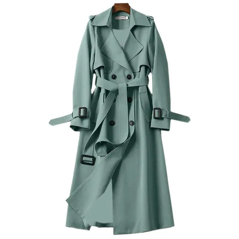 Moderner Damen Übergangsmantel: Stilvoller Trenchcoat mit Bindegürtel, ideal für Business & Freizeit.