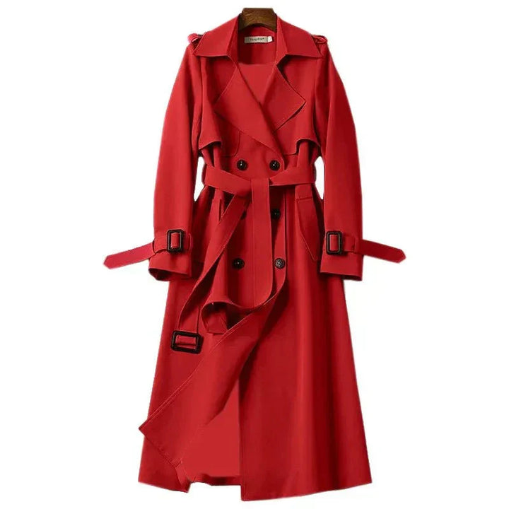 Zeitloser Damen Trenchcoat, doppelreihig, mit Bindegürtel. Eleganter Mantel für jede Jahreszeit.