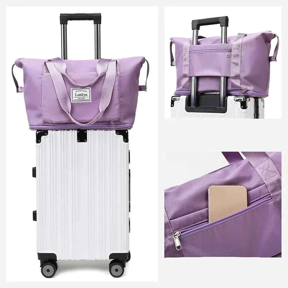 Rosa faltbare Reisetasche für Damen & Herren, erweiterbar, mit Nassfach. Perfekt als Handgepäck & Sporttasche.