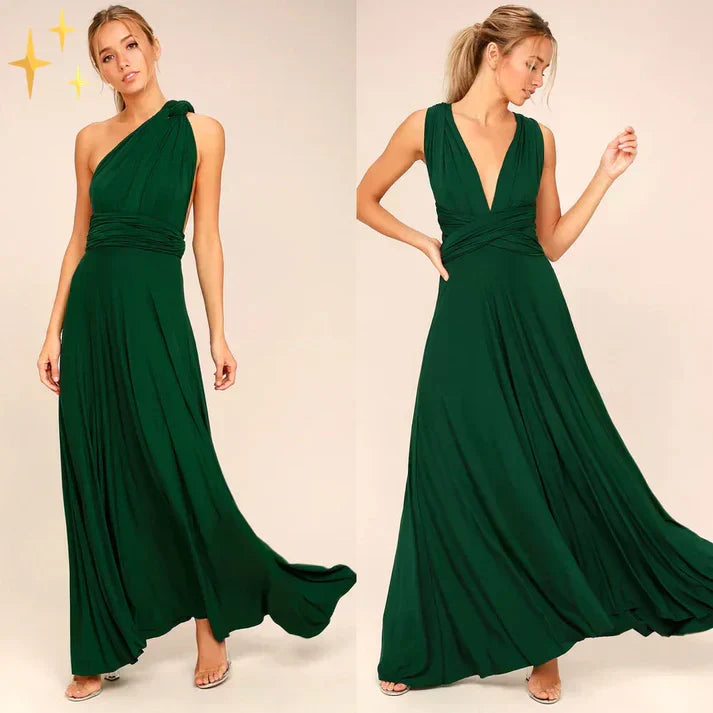 Damen Strandkleid, vielseitiges Wickelkleid als Maxikleid, angenehmer Stoff für warme Tage.
