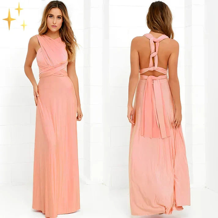 Damen Abendkleid, wandelbares Maxikleid mit variablen Trägern, elegantes Design für besondere Momente.